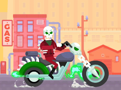 Happy Racing Characters - Ghost Rider animation characters flat funny game game animation happy happy racing racing spine