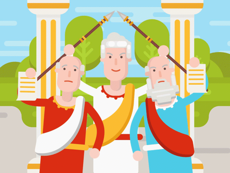 ACHILLES AND INFLATION - PHILOSOPHERS 2d animation achilles and inflation after effects animation characters flat illustration motion graphics vector art