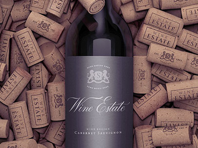 Bottle on corks editable mock-up branding label mock up mockup template wine