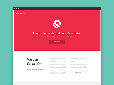 CreateOne Home Page branding flat focus lab icons flat design minimal web design website