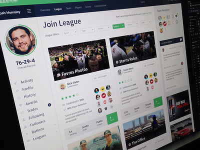 Join League Page fantasy football flat flat design focus lab ui user interface web app web design