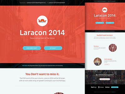 Laracon Site branding flat focus lab icons landing page web design website