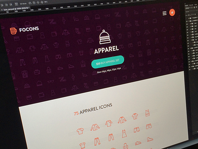 Icon Inner Page apparel branding flat flat design focus lab icon set icons web design website
