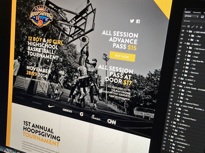 Hoopsgiving basketball branding charity flat focus lab marketing web design website