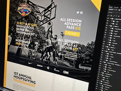 Hoopsgiving basketball branding charity flat focus lab marketing web design website