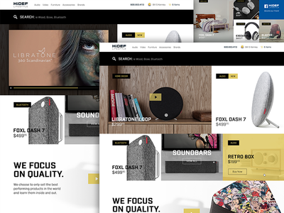 HiDEF branding commerce flat design focus lab icons shop web design website