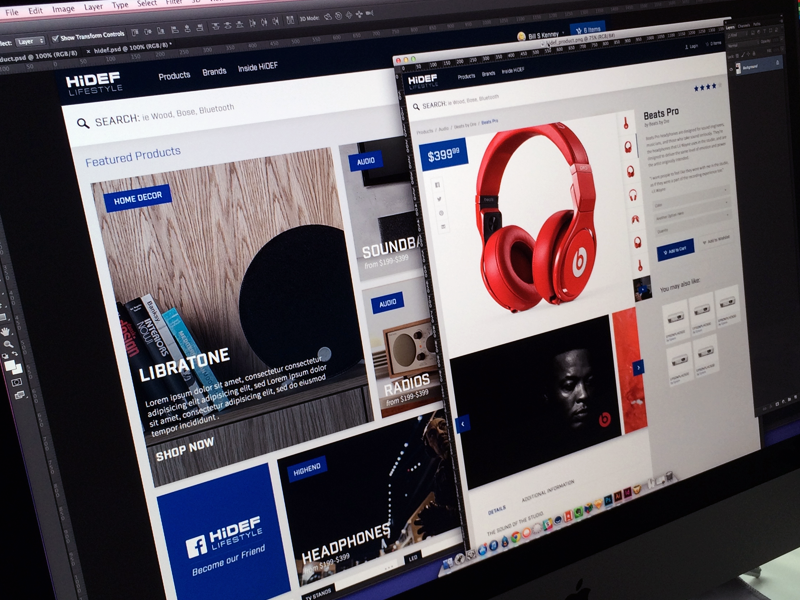 HiDEF focus lab commerce branding shop web design website flat design icons