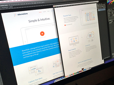 Educreations Feature Page education feature flat design focus lab icons illustrations web design website
