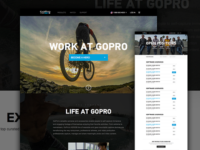 Careers Page branding careers dark flat gopro icons ui desgin web design