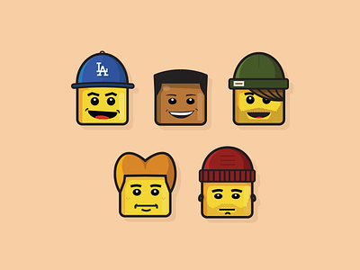 Lego Heads flat icon illustration illustrator lego