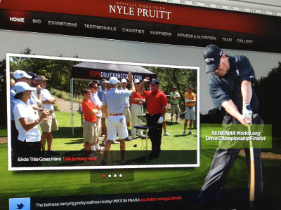 Long Drive Golfer Website dark golf red ui web design