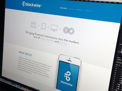Blackwire blue finance icons mobile one page web design website