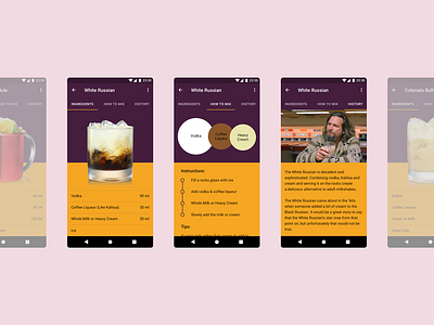 Drink Mixing Recipe App android app google material design ui ux