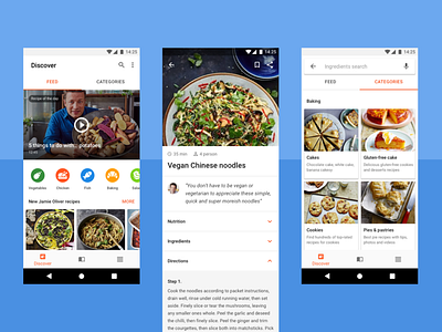 Easy & healthy recipes - Jamie Oliver android app concept app google interface material design minimal ui ux