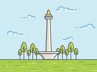 Indonesia's Landmark art building illustration indonesia jakarta landmark monas monumen nasional national monument vector