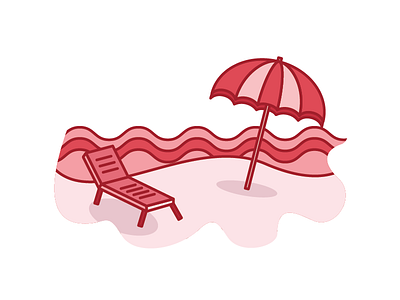 Summer beach illustration line line illustration monochrome red sea summer umbrella vector