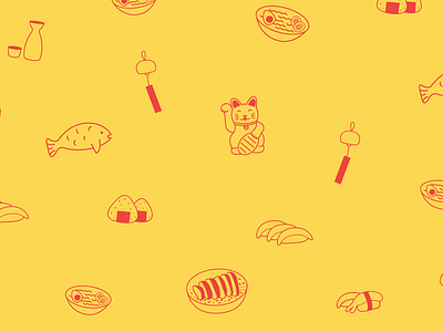 Itadakimasu! cat japan maneki neko onigiri pattern sushi