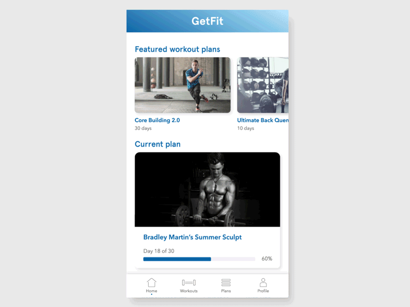 Fitness App Concept - Home