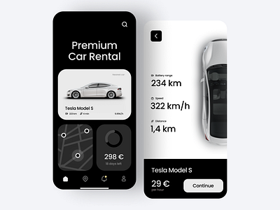 Electric Car Rental app car concept design interface rental service ui uidesign ux