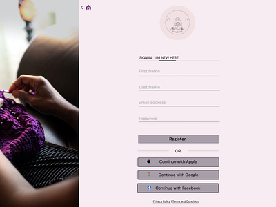 Sign up page for an Online Crocheting Store 001 dailyui