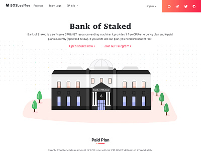 Bank Of Stacked Redesign eos landing page pricing plan web design