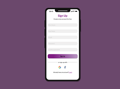 Sign Up Page design ui ux