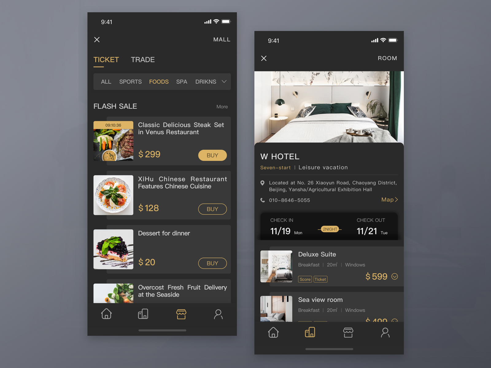 Hotel App page1 by F-tous for RED on Dribbble