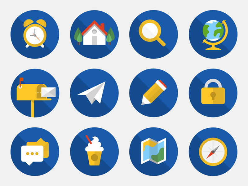 BrightWork Icons II round circle friendly colourful illustration management project flat icons set icon brightwork