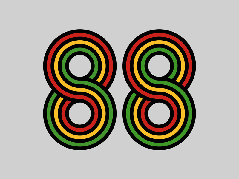 88 figures 88 typography eighty-eight numbering infinite loop number delorean stripes flat design simple