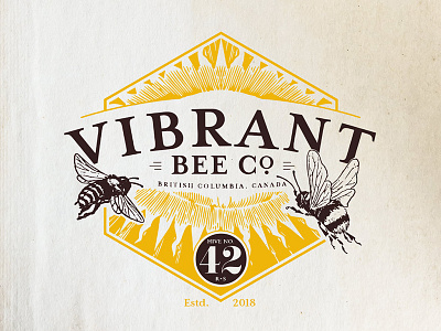 Vibrant Bee Co. bee design honey identity illustration logo mark symbol typography