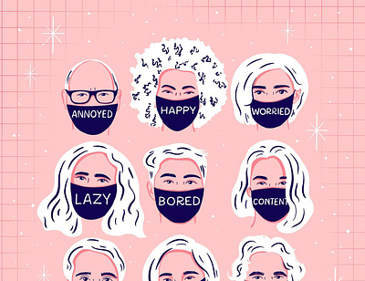 making weird expressions behind your mask app branding design graphic design illustration logo typography vector