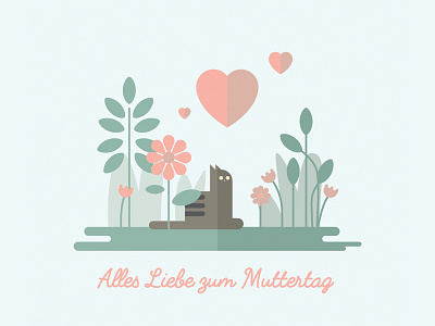 Happy Mother´s Day cat day dribbble flowers hamburg heart illustration love mothers mothers day special