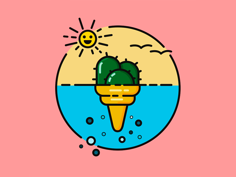 Summer. Sun. Cacti. animation cacti fun hamburg ice icecream illustration island sea summer sun