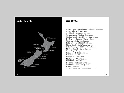 New Zealand Photobook Map black white book book design editorial editorial design germany hamburg layout location map new zealand nz photobook roadtrip route spread travel travel book typography vacation