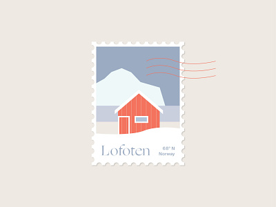 Lofoten Stamp 68° N branding and identity cabin christmas design dribbble europe germany house icon illustration lofoten new year norway red hut stamp stamp design travel typography vector