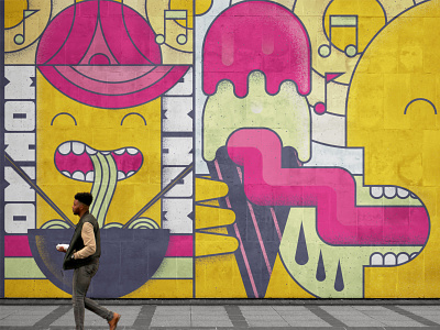 Retail Murals atlanta energy ice cream illustration mural mural design noodles ramen