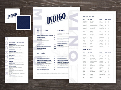 Indigo Lounge Branding branding food menu restaurant