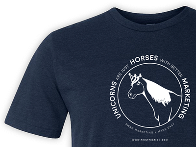 Unicorns T-Shirt circle marketing navy slogan typography unicorns