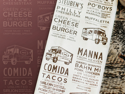 Food Truck Napkin brown cloth food trucks illustrations print typography wedding