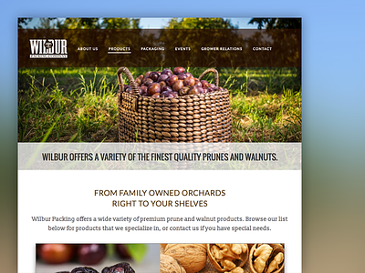 Wilbur Packing Company big type nature photography website redesign