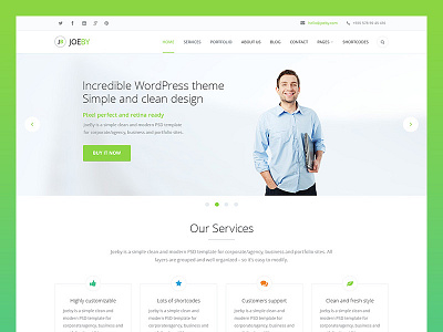 JoeBy – One Page Business PSD Template business clean corporate layout minimal multipurpose parallax wordpress