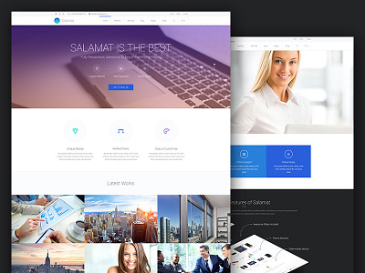 Salamat | Multi-purpose Top Notch PSD Template agency blue clean corporate creative elegant flat ios7 modern onepage psd responsive