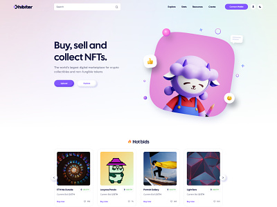 Xhibiter - NFT Collectibles Marketplace 3d art bitcoin blockchain clay clean collectibles creative crypto ethereum gradient illustration modern nft opensea tailwind