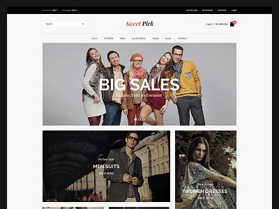 Sweet Pick Modern Ecommerce PSD | Demo 5 apparel buy clean ecommerce flat modern psd shop store template themeforest woo