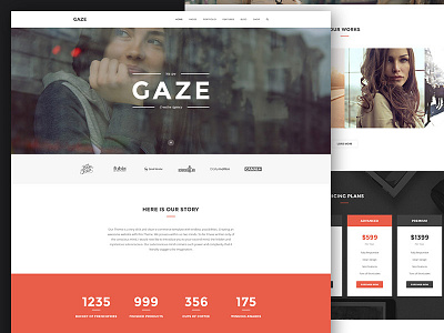 Gaze | Creative Multi Concept Psd Template (Agency Demo) agency clean creative fashion flat freelancer modern photography portfolio psd red simple