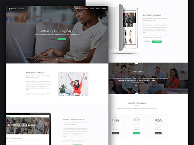 Smiles PSD | Landing Page Demo clean flat landing modern page pricing psd simple smiles template ui ux