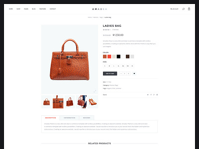 Amadea PSD | Product Page ecommerce flat item page product red shop simple single store themeforest ui