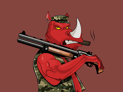 Soldier Rhino design illustration nft vector