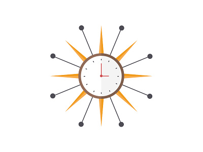 Starburst Clock clock design flat flat design icon illustration minimal retro vintage