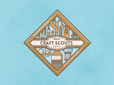 ATL Craft Scout badge atlanta badge brush craft flat illustration logo stitch tool